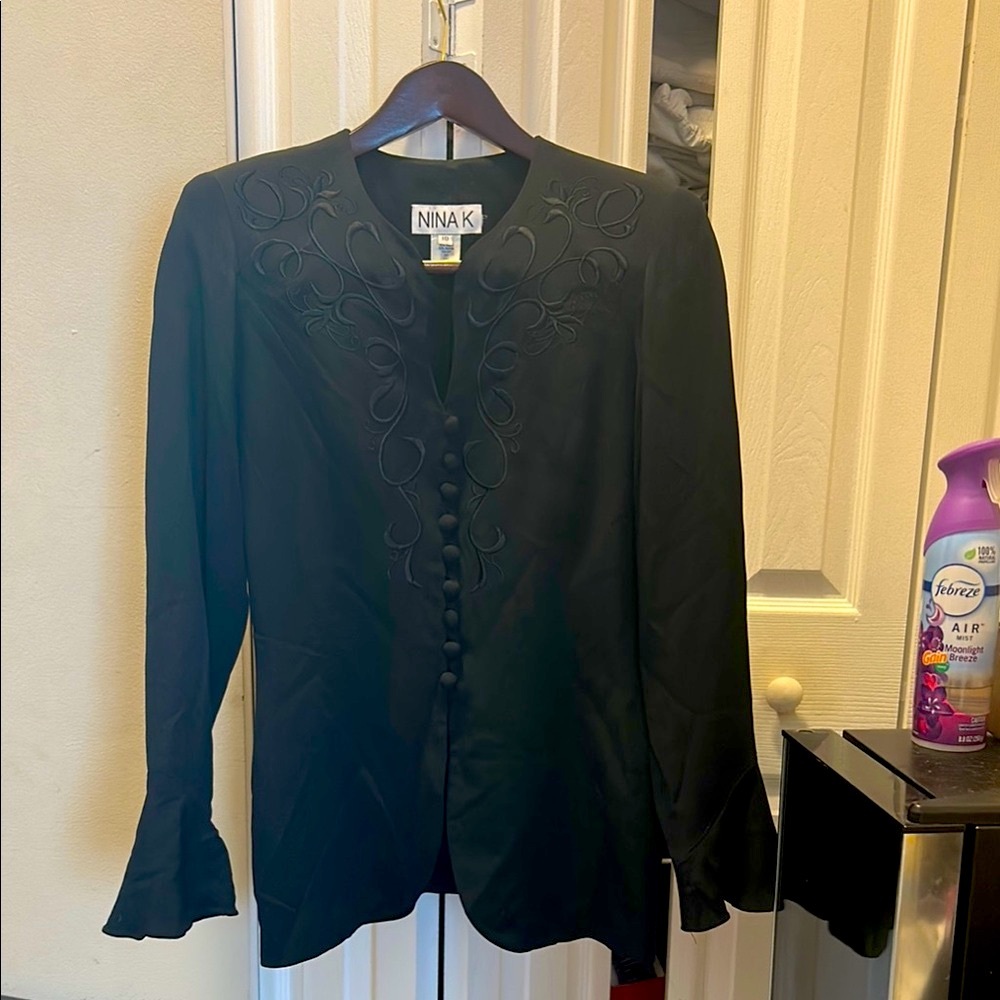 Nina K Black Button-Up Jacket
